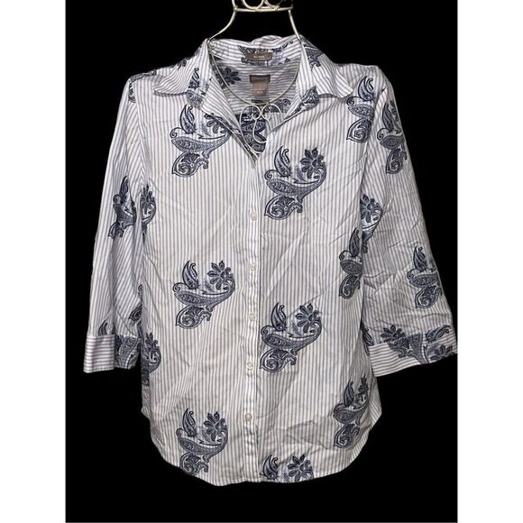 GREAT CONDITION WOMEN NO-IRON Paisley-Print Cotton Shirt bohemian BLOUSE CHICO S - Picture 4 of 14